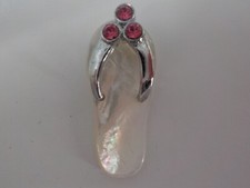 Small Jeweled Charm Pearl Color Sandal with Pink Faux Diamonds Slipper Flip Flop