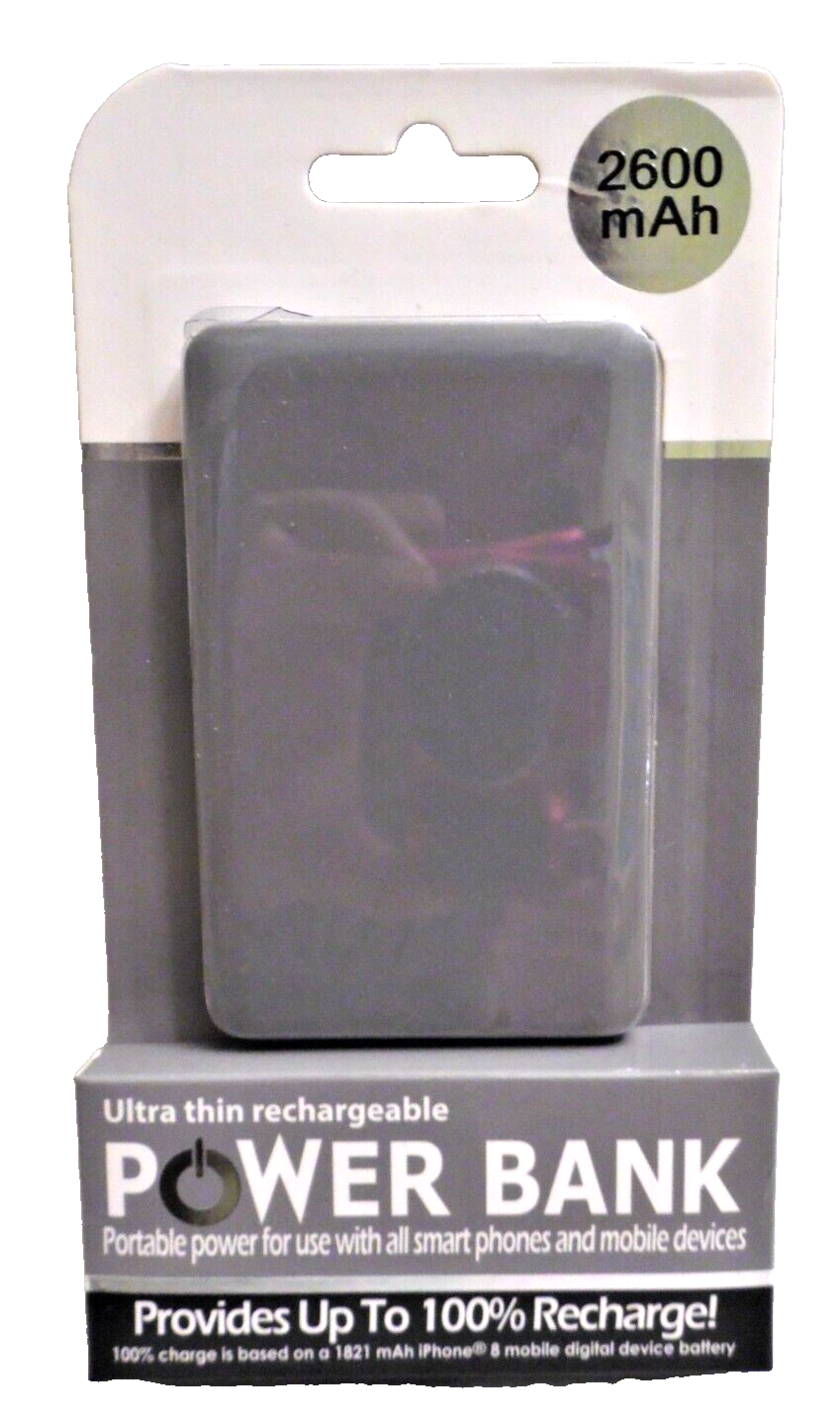 Power Bank Ultra Thin rechargeable barnd new 2600 mAh Gray Micro usb included-image