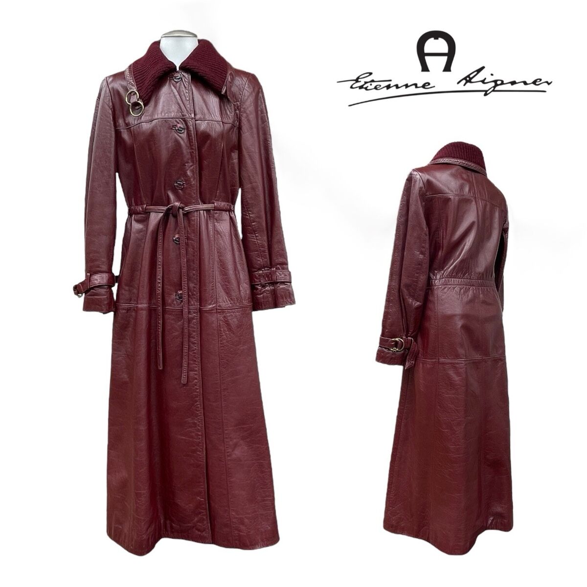 Vintage 70s ETIENNE AIGNER Womens 14 Long Leather Trench Vintage 70s ETIENNE AIGNER Womens 14 Long Leather Trench