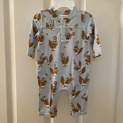 Angel Dear Woodland Tennis Squirrel Romper Coverall Bamboo Size 0-3 Months NWT - Image 1 of 4
