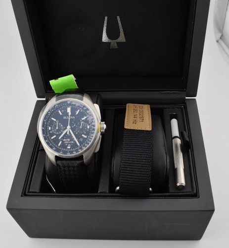 Bulova Special Edition Lunar Pilot 96B251 Men's Chronograph Watch Black Leather - Picture 14 of 17