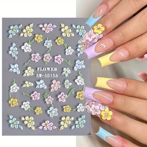 5D Nail Art Stickers Spring Summer Flowers Floral Daisy Decals ...