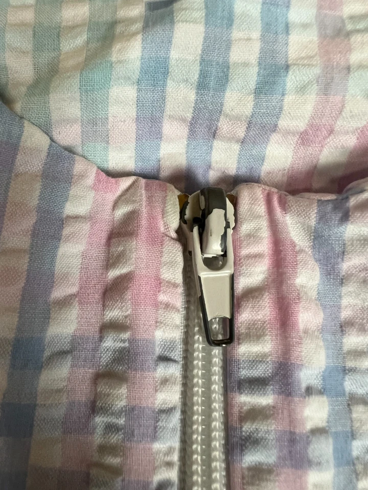 复古 Collette by Miss Elaine Gown 女式中号保护套 3/4 袖泡泡纱拉链 — 第 3/4 张图片