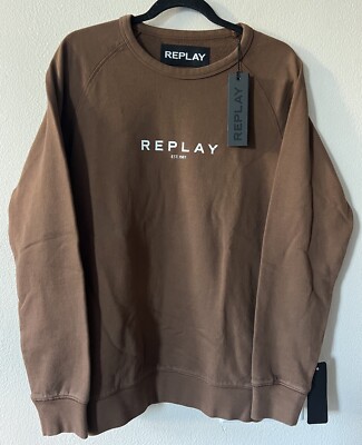 NWT REPLAY Men s Crewneck Sweatshirt Pullover Long Sleeve Print REPLAY sz M