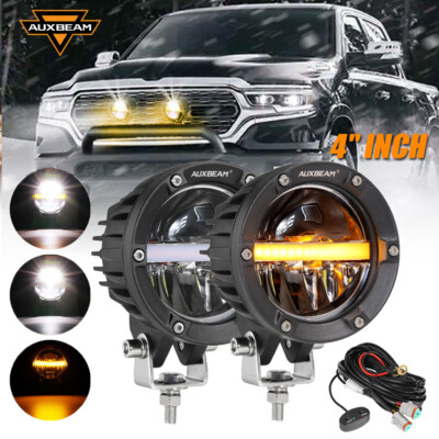 AUXBEAM 2pcs 4'' inch LED Spot Fog Light Pods Driving Ditch Lamps w/ DRL ATV SUV