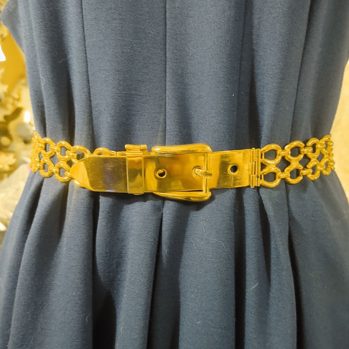 Gold Chain Size 32 Link Double Link Belt Buckle Vintage Style Adjustable Plated Gold Link Belt - Etsy main image 2
