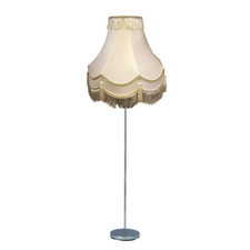 Image of Brushed Chrome Standard Floor Lamp Light Metal Base Vintage Double Scallop Shade