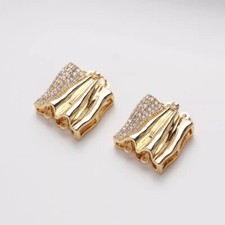 2pcs CZ pave Square Charm,Gold Geometry Irregular Square Pendant With Loop