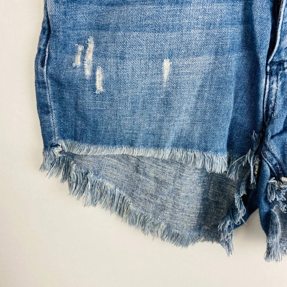 One by One Teaspoon High Waist Bonita Relaxed Fit Fringed Jean Shorts 25 - Image 4 of 4