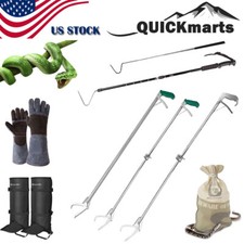 Foldable Snake Tongs & Retractable Hook Reptile Grabber Bag & Gloves & Gaiters