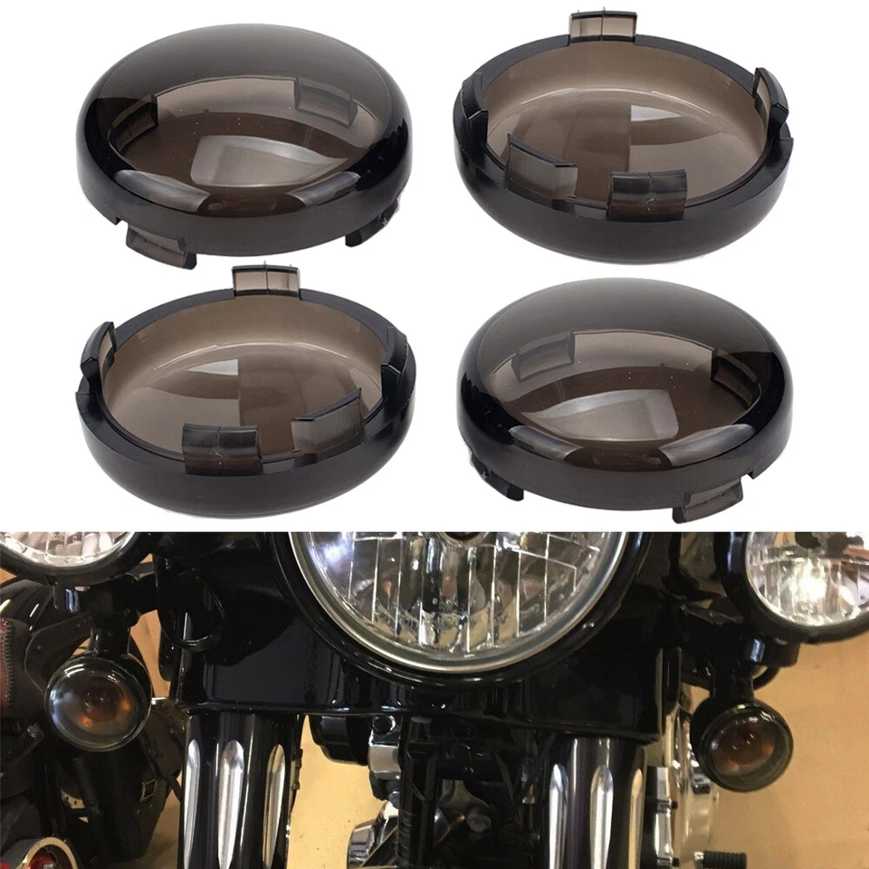 4pcs Smoked Turn Signal Light Lens Covers For Harley Touring Road Electra Glide - Image 3 of 4