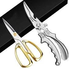 Stainless Steel Heavy Duty Kitchen Scissors - 2 Pack Multipurpose Food Scisso...