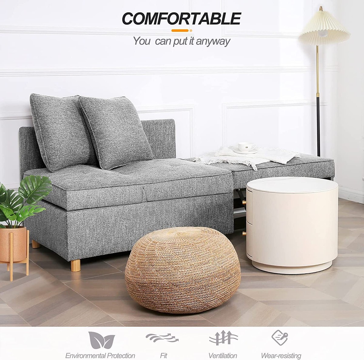 Folding Ottoman Sofa Bed Convertible Chair, 4-in-1 Multi Folding Ottoman Sofa Bed Convertible Chair, 4-in-1 Multi