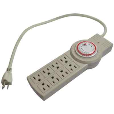 8 Outlet Power Strip 24hr Programmable Timer 125V Surge Protector Mount