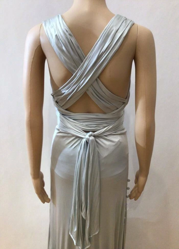 ABITO IN JERSEY VINTAGE ARGENTO LIQUIDO VERSACE TAGLIA 40 RARO TROVATO!