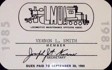 Locomotive Maintenance Officers Assoc Membership Card Railroad Train 1985 LMOA