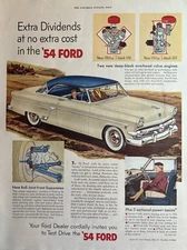 1954 Ford Automobile 130 HP Y Block V-8 115 HP I BLock Six Vintage Print Ad