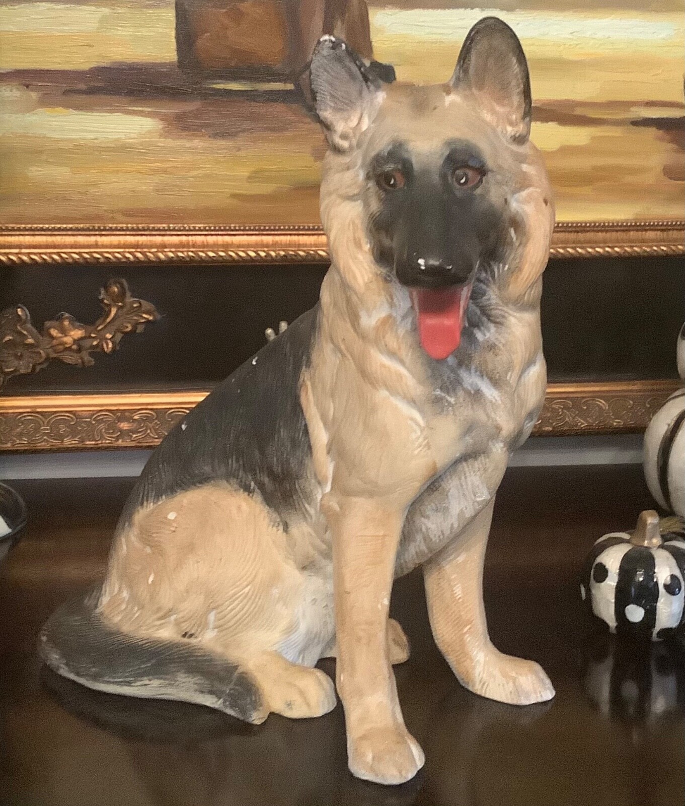11 Inches lifelike German Shepherd Dog Statue Plaster home  Décor