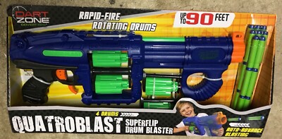 Dart Zone Covert Ops QuatroBlast Superflip Drum Blaster Gun NIP VHTF 