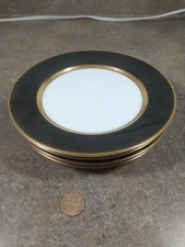 Set of 4 Vintage Fritz and Floyd Renaissance Black and Buff Dessert Plates