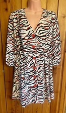 Savida Animal Print Dress Size M Zebra Black White Red Flattering Party VGC