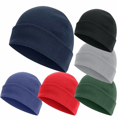 Beanie Hat Mens Ladies Knitted Wooly Warm Winter Ski Skull Cap Black Navy Grey