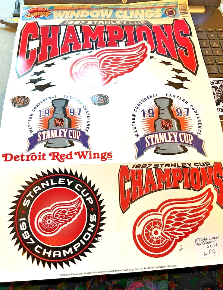 DETROIT RED WINGS WINDOW CLING Sheet set 1997 STANLEY CUP CHAMPIONS - Image 2 of 2
