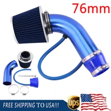 Blue 3" Cold Air Intake Filter Induction Kit Pipe Power Flow Hose System USA