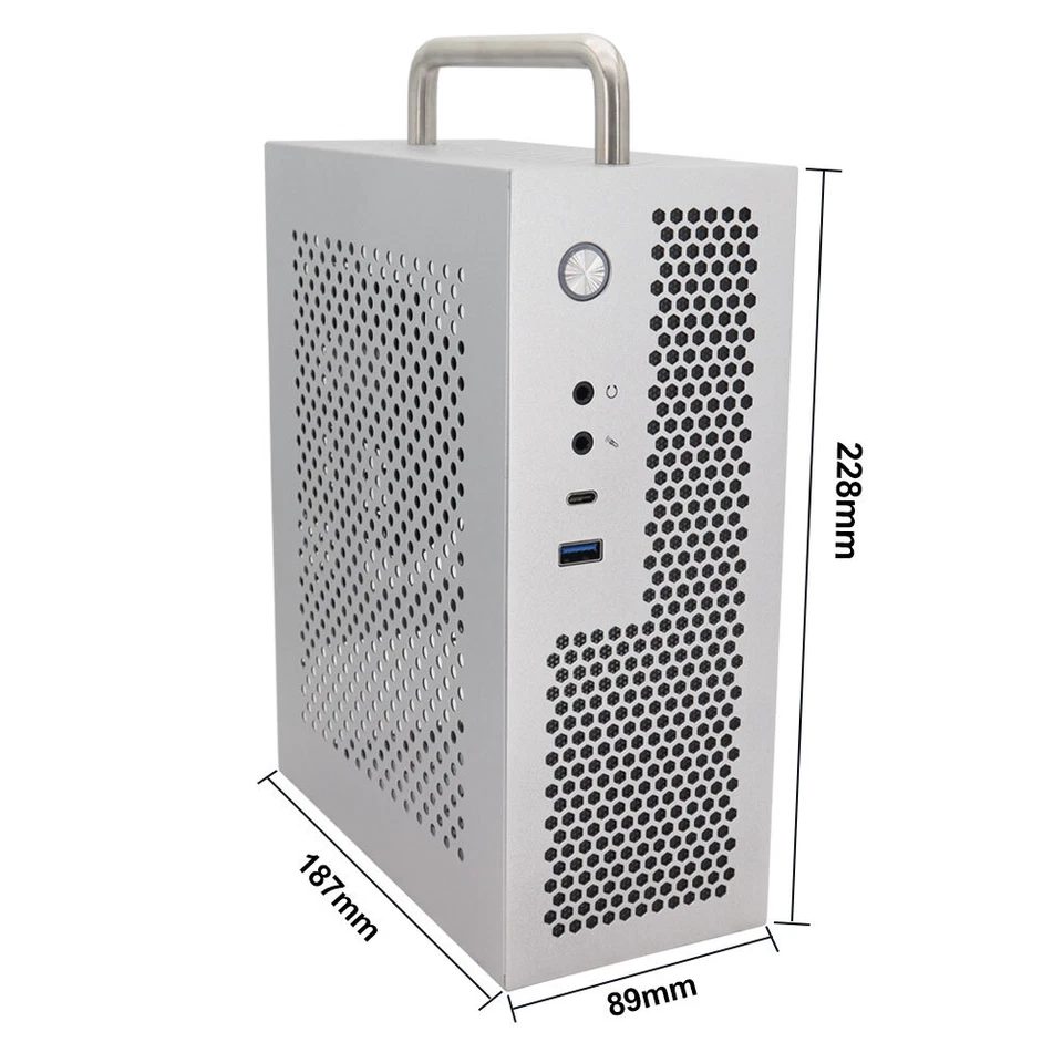 HTPC Mini ITX PC Case Small Portable Chassis with Handle Support Small 1U PUS - Image 3 of 4