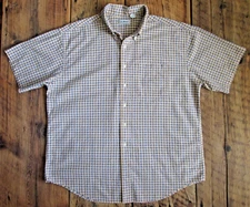 Vintage L.L. Bean Shirt Men's XL Weave 100% Cotton Woven Plaid Yellow Blue Check