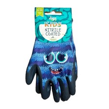 Digz Kids Nitrile Coated Gloves Gardening Work - Blue Monster Youth S/M - 1 Pair