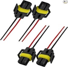4 PCS Wiring Harness Headlight Socket, H11 H9 H8 Female Adapter Wiring Harness P