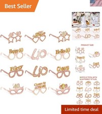 24PCS 40th Birthday Decorations Paper Eyeglasses Prop for Women