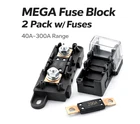 2 Pack MEGA AMG Fuse Block Holders w Fuses 40A-300A 8GA Auto MRO Truck Marine