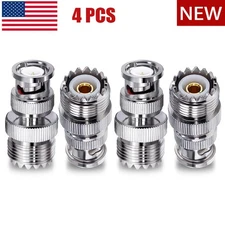4Pcs BNC Male Plug To UHF PL259 SO239 Female RF Coax Adapter Cable Connector