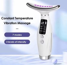 Portable 7 Colors LED Light Therapy Face Neck Massager 3 Gears Adjustable Gentle