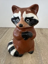 Rare Raccoon Figurine Alberta’s Molds Inc 1977 Signed MG Hand Painted Vintage