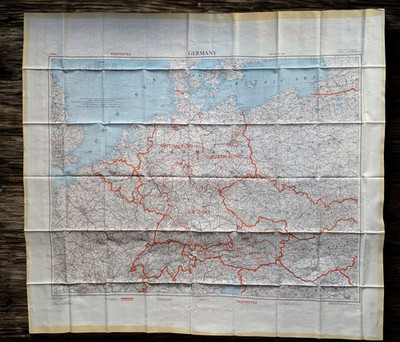 Seltene britische Militär Seidenkarte - Deutschland & Frankreich, 1953 (EINGESCHRÄNKT) Kalter Krieg