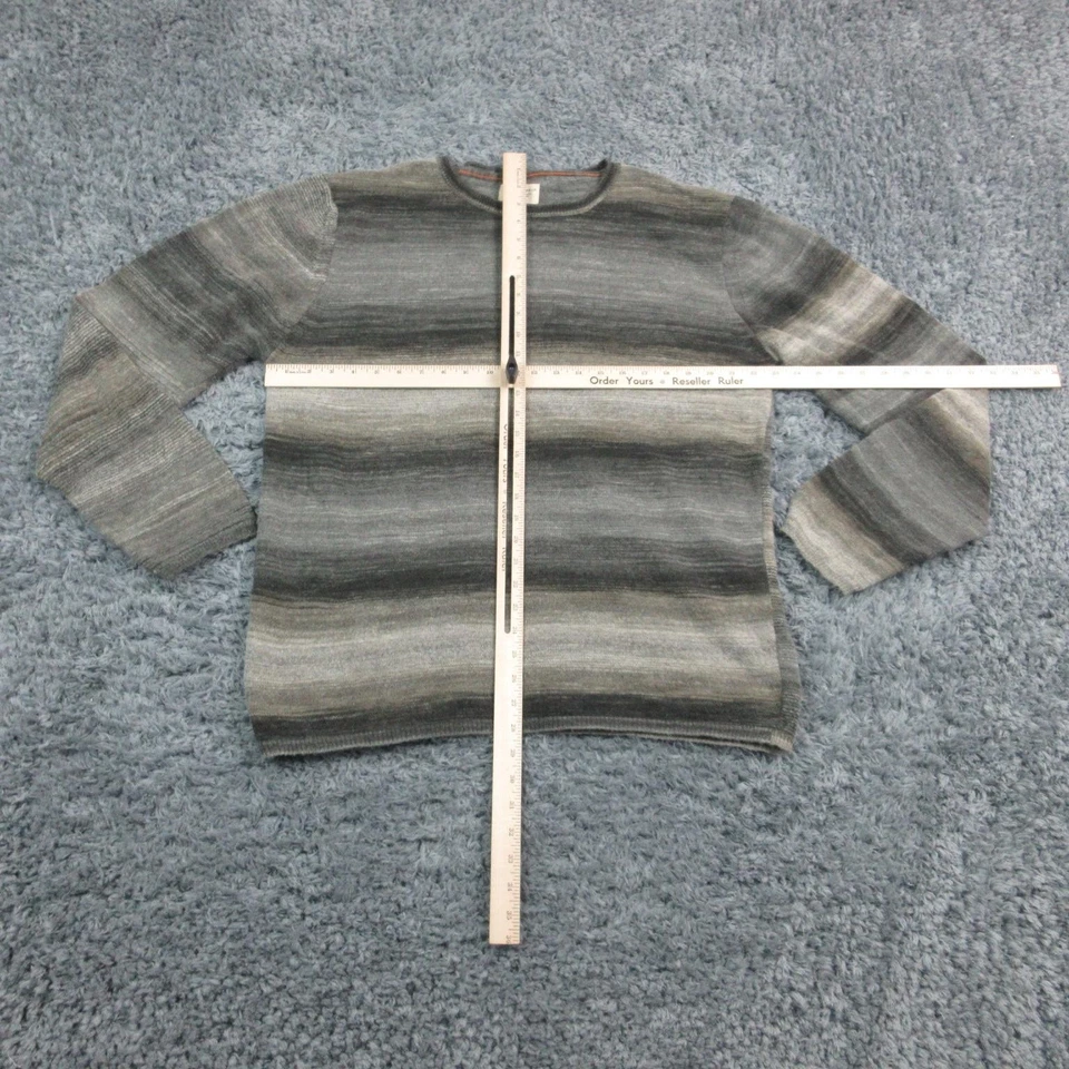 Nudie Jeans Co Sweater Mens 2XL Gray Ombre Stripe Crewneck Wool Blend Knit - Image 3 of 4