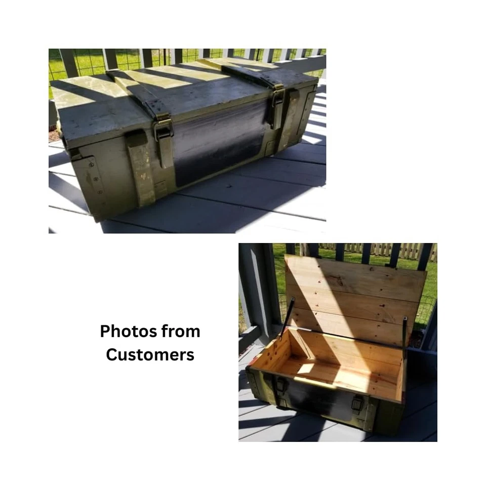 Armario militar OWLHAUS - Baúl de madera estilo vintage rústico del ejército, taburete 30 Foto 3 de 4