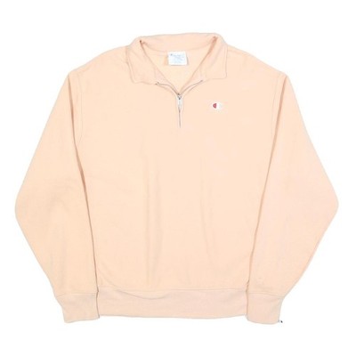 CHAMPION REVERSE WEAVE Herren Beige 1/4 Zip Sweatshirt L Pullover Baumwolle Freizeit