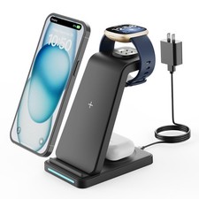 3 in 1 Fast Wireless Charger Dock Station Stand For Smartwatch Phone