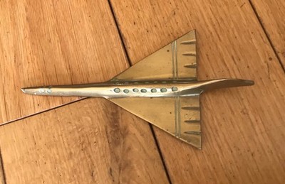 Vintage massiv Messing Concorde Flugzeugmodell kann auf Ständer montiert werden (CD10)