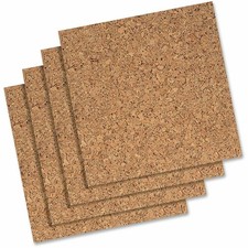Cork Tiles, Bulletin Board Cork Panels 12" x 12" x 3/16", Natural, 4 Pack 102