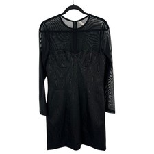 Alice + Olivia dress Takako mesh crew neck minidress size 12 DEFECT