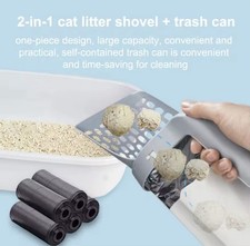 2 In 1 Cat Litter Scoop With Refill Bag For Pet Filter