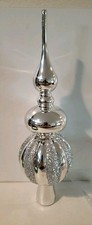 Vintage Style Tree Topper/ Finial 9" Plastic Silver Sparkle New