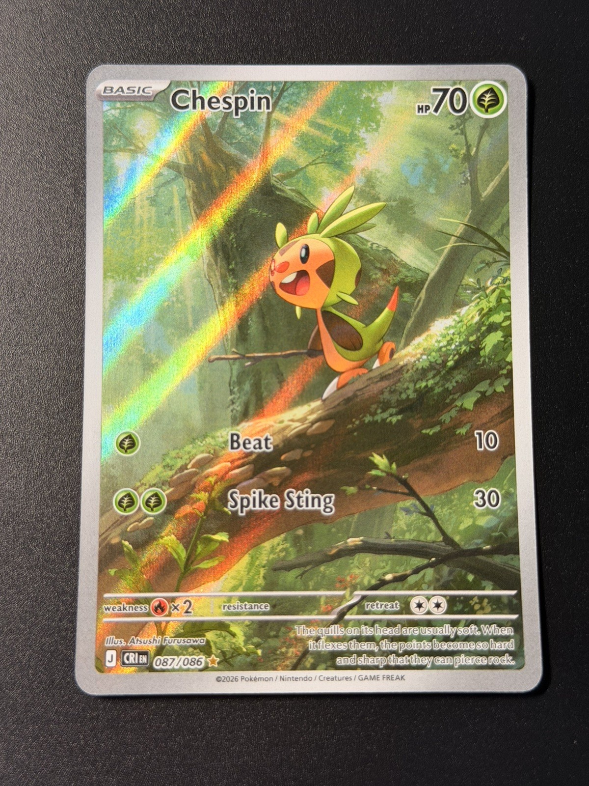 Chespin 087/086 Holo Illustration Rare Chaos Rising Pokemon Near Mint
