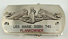 USS Maine SSBN-741 Plankowner Belt Buckle – Ohio Class Boomer Submarine Dolphins