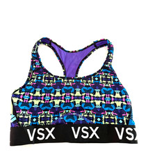 Victoria's Secret VSX The Player Racerback Sport Bra Blue Geometric